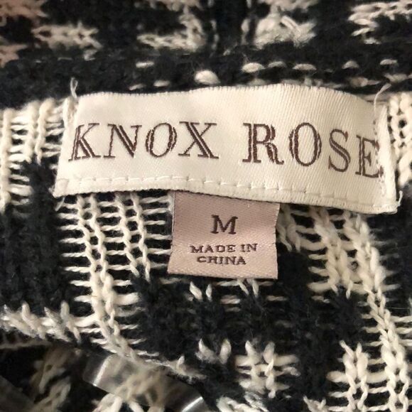 Knox Rose Sweater Size M black Aztec patterned waterfall open front bell‎ sleeve - Picture 4 of 9